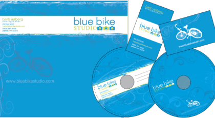 Blue Bike Studio's business card and CD packaging