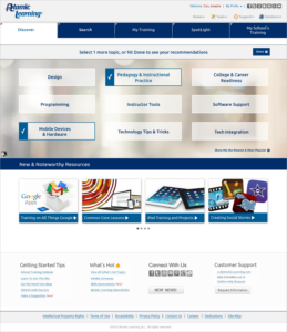 Image of Atomic Learning's discovery tab were users make subject selections