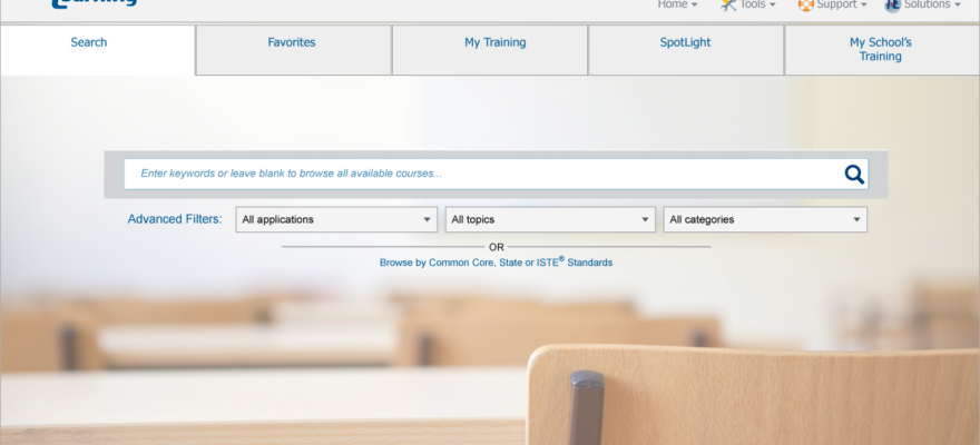 Atomic Learning product example after user logs in