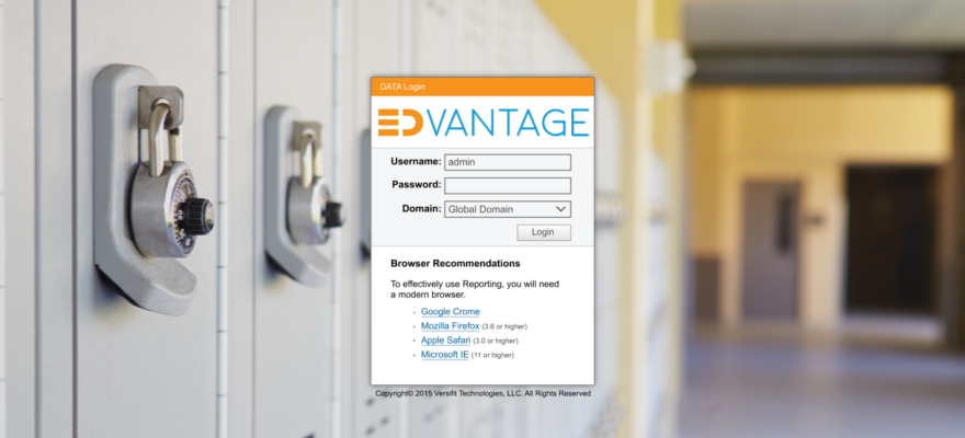 Screen shot of Versifit Technologies EdVantage login