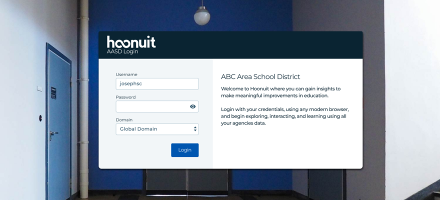 Screen shot of Hoonuit data analytics login