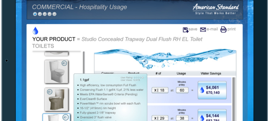 Mockup image of American Standard's Water Savings Calculator